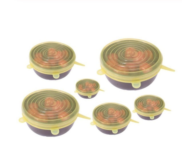 Silicone Food Covers - 6 Piece Set for Kitchen Storage
