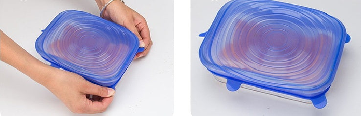 Silicone Food Covers - 6 Piece Set for Kitchen Storage