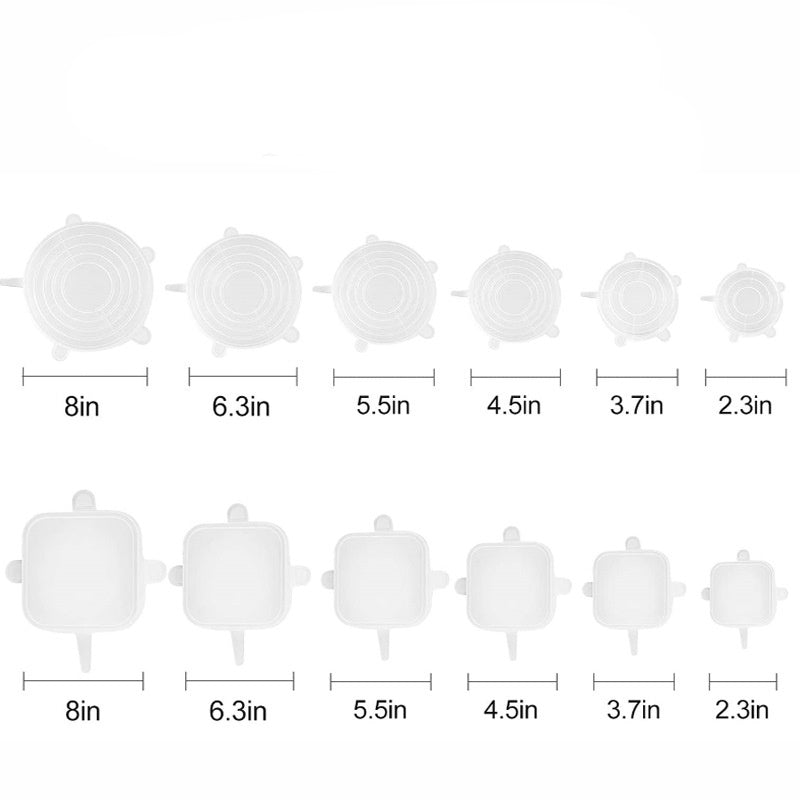 Silicone Food Covers - 6 Piece Set for Kitchen Storage