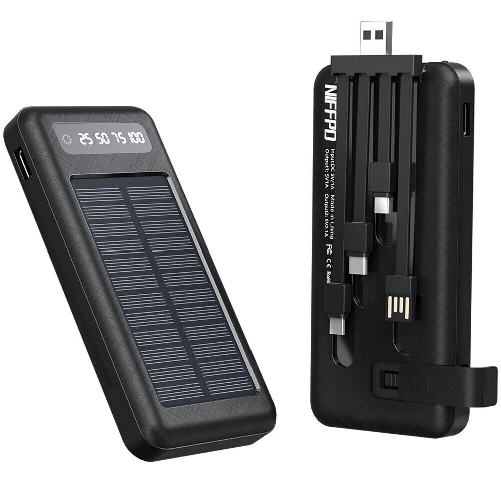 Solar Power Bank with 10000mAh Capacity and Fast Charger