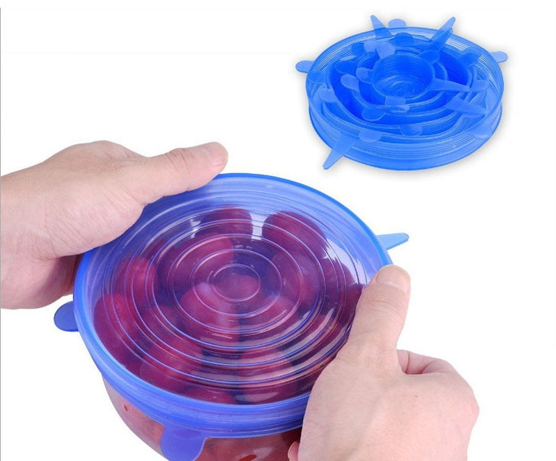 Silicone Food Covers - 6 Piece Set for Kitchen Storage