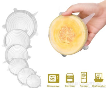 Silicone Food Covers - 6 Piece Set for Kitchen Storage