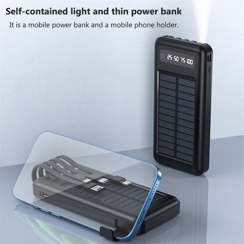 Solar Power Bank with 10000mAh Capacity and Fast Charger