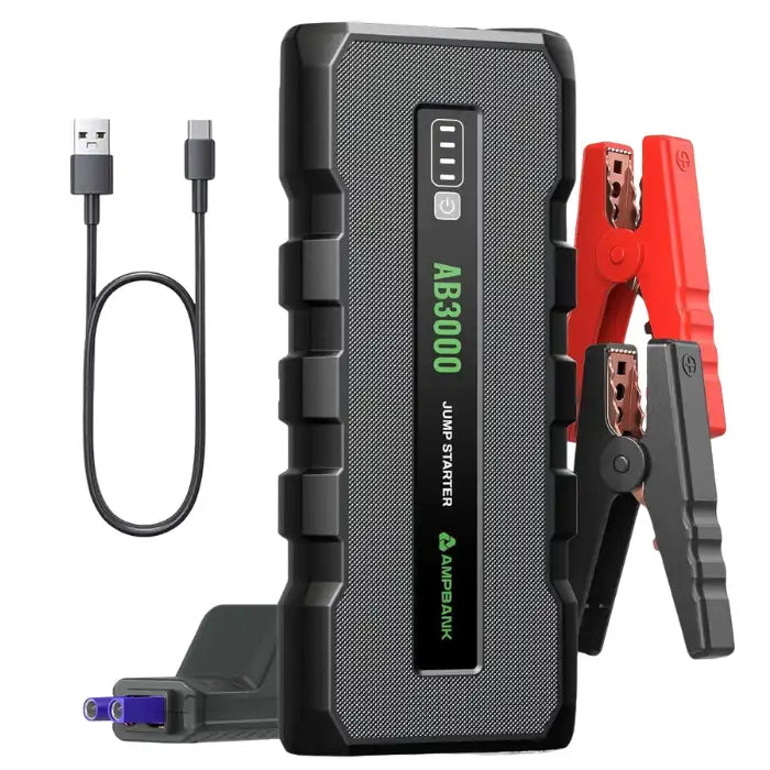Emergency Starting Power car jump starter with USB cable and heavy-duty clamps for vehicle battery boost