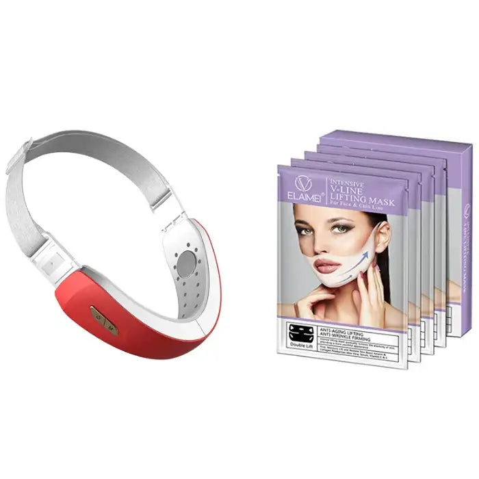 Facial slimming device with V-line mask set for chin lifting and anti-aging skincare treatment