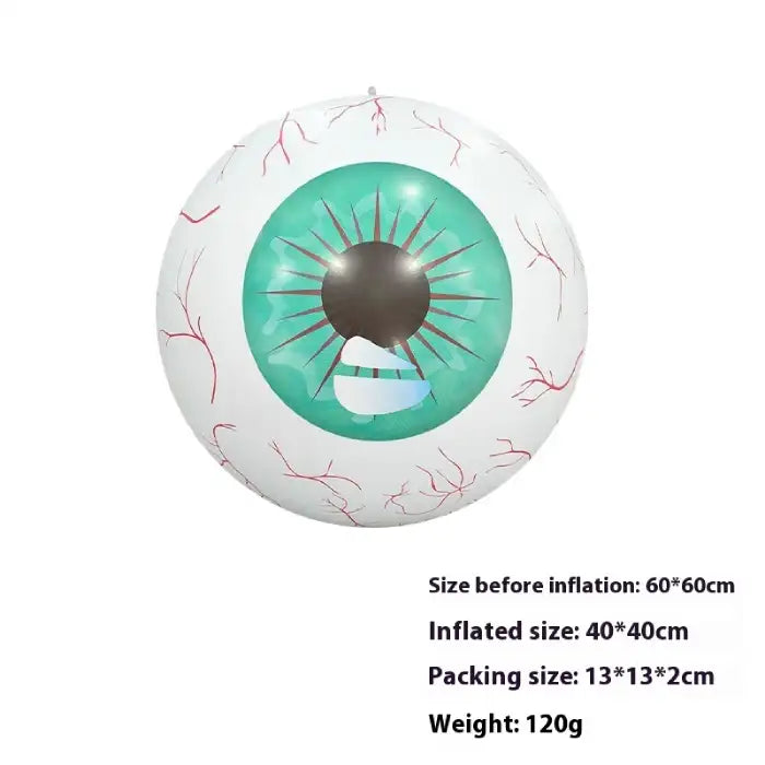 Halloween yard inflatables white ball with green eyeball and red veins for creepy haunted yard themes