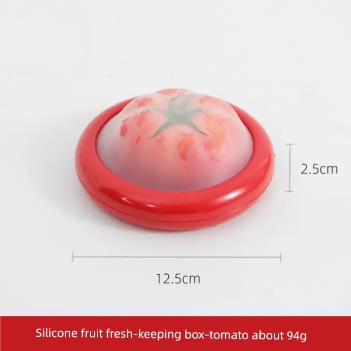 silicone tomato storage box with dimensions of 12.5cm by 2.5cm, ideal for keeping halved tomatoes fresh