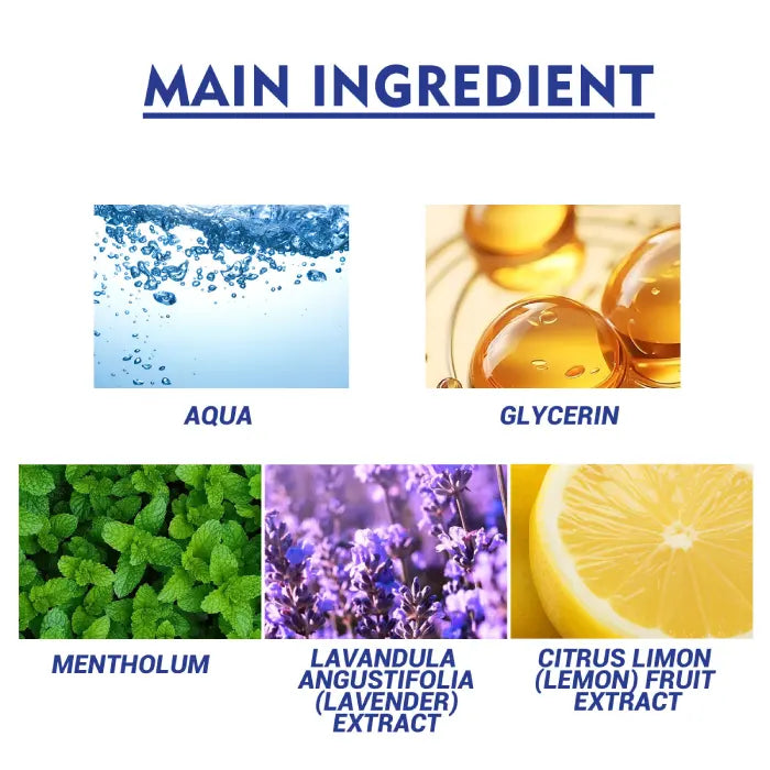 Sleep patch ingredients including aqua, glycerin, menthol, lavender extract, and lemon fruit extract.
