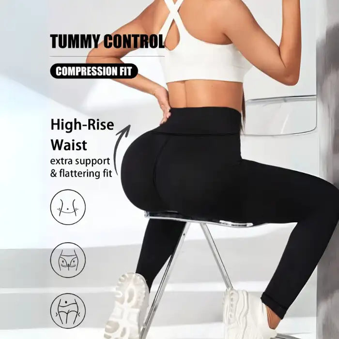 Thermal Yoga Leggings with tummy control, compression fit, and high-rise waist for flattering shape.