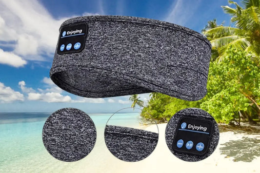 Chill beats head bandana showing console, material and controls on a beach background