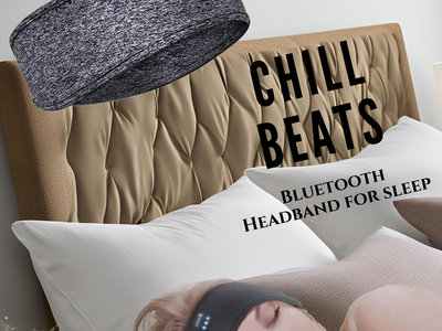 bluetooth headband for sleeping - chill beats showing woman sleeping in bed wearing chill beats