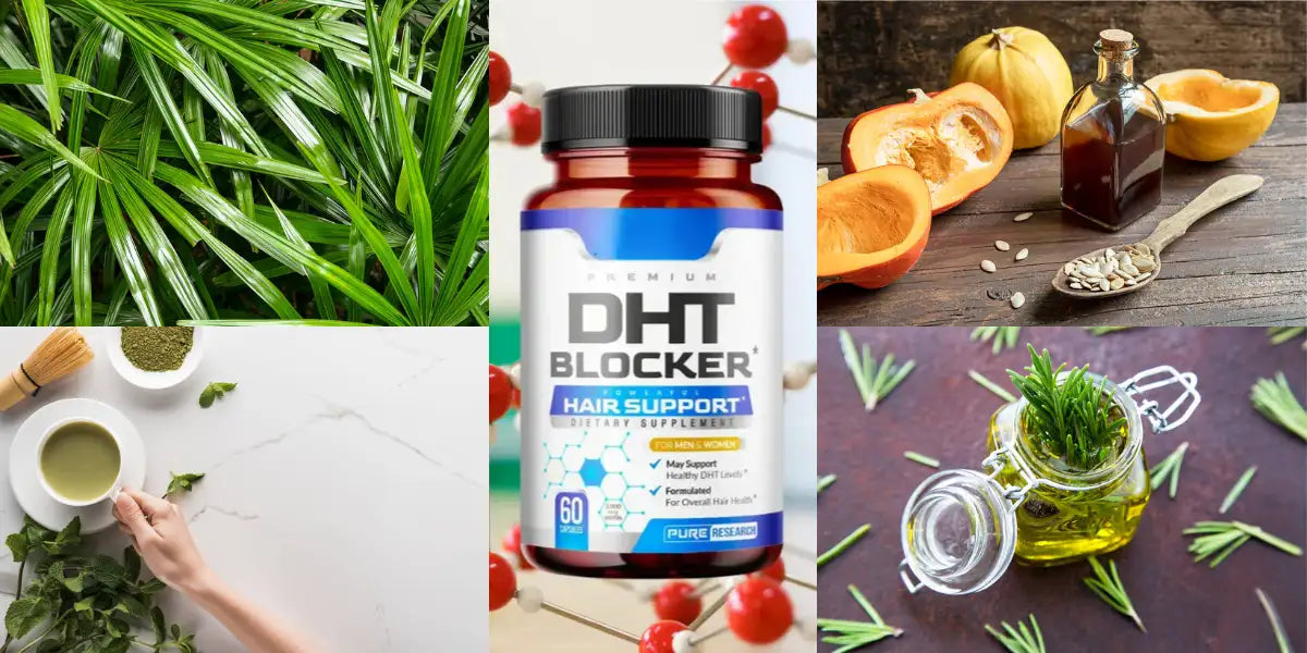 DHT blocker as a natural hair loss treatment with plant-based ingredients.