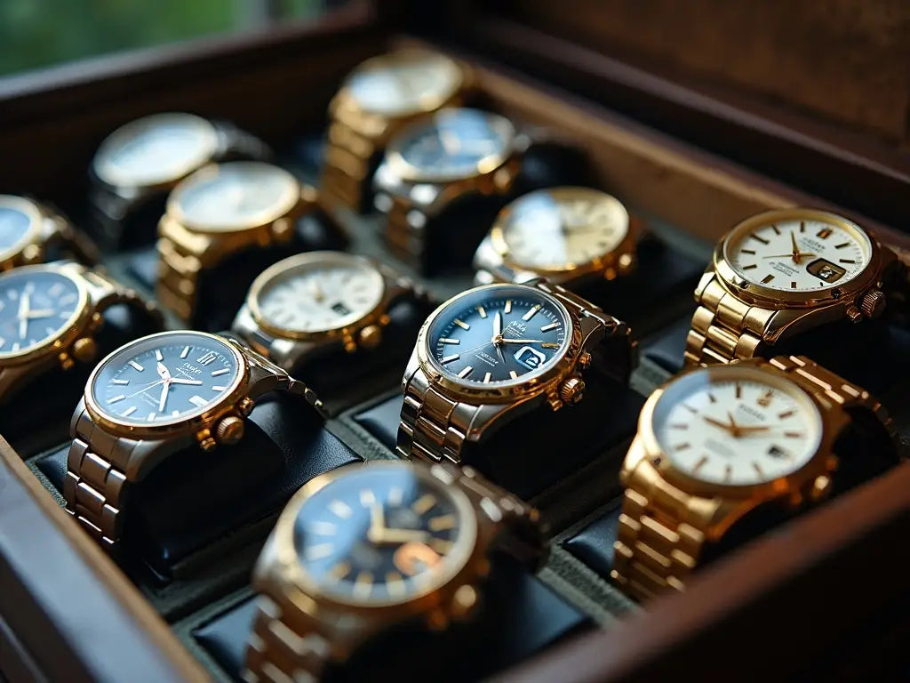 Luxury men's gold watch showcased in a stylish watch collection for collectors and enthusiasts