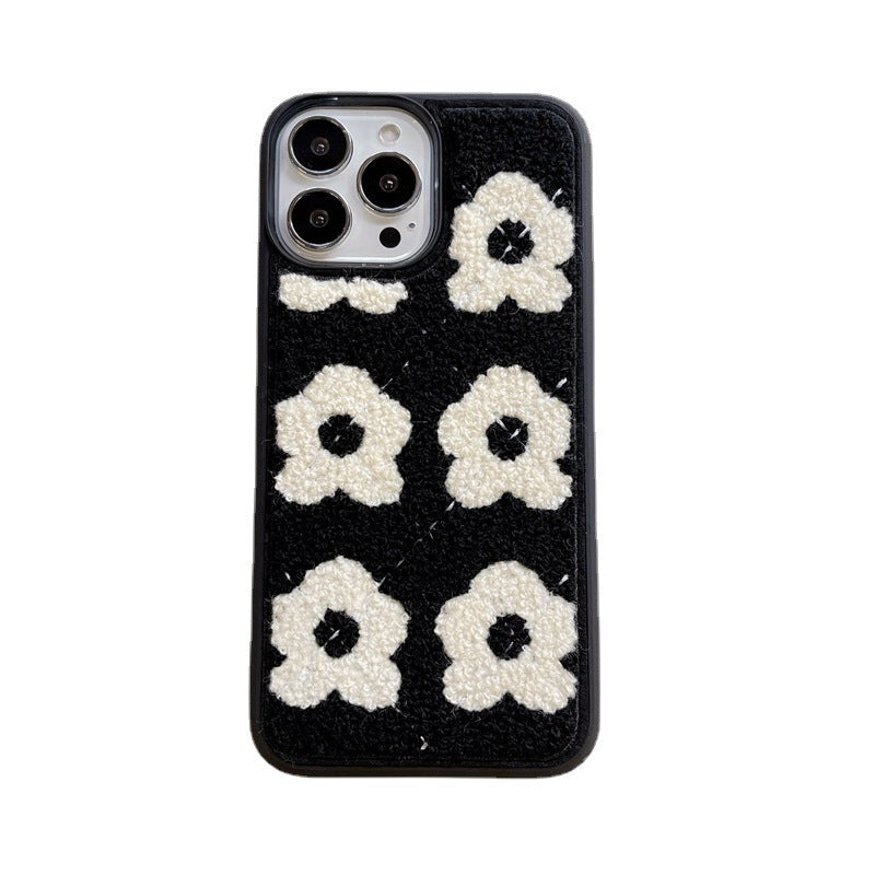 iPhone Case: 3D Daisy Design Black Floral Case