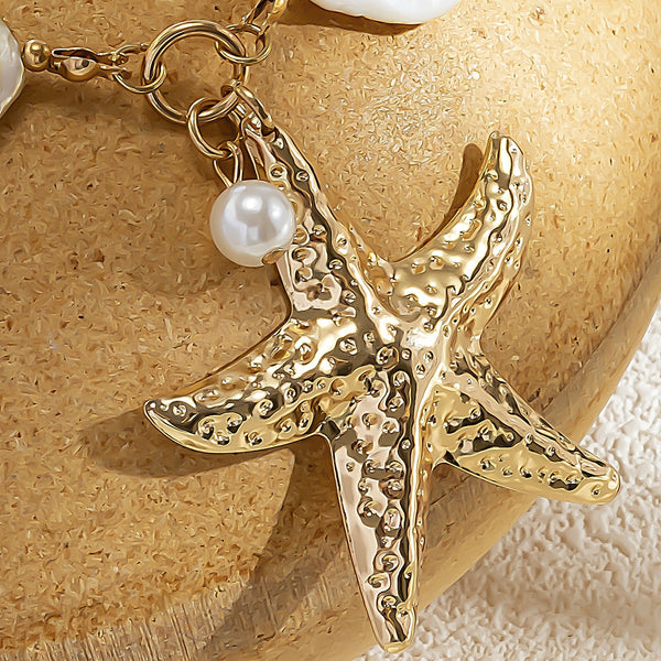Beach Jewelry Set: Seashell & Starfish Gold Set - UrSuperMart