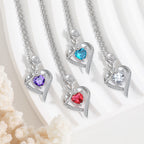Rose Heart Necklace - Elegant Silver Gemstone Pendant