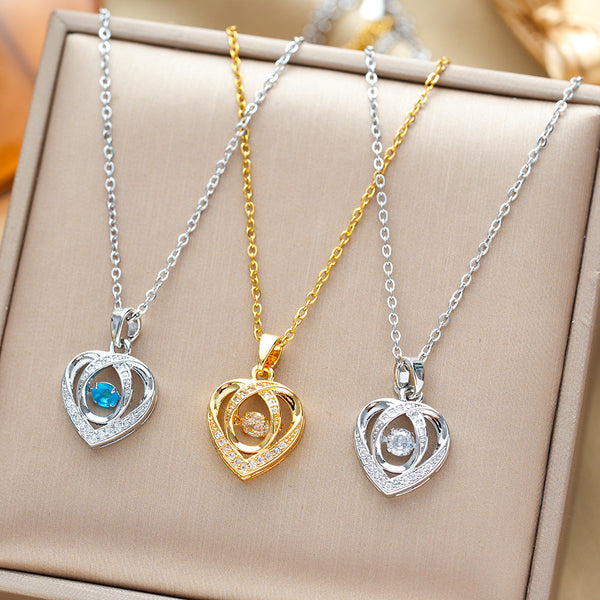 Dancing Love Heart Pendant Necklace for Holiday Gifts - UrSuperMart