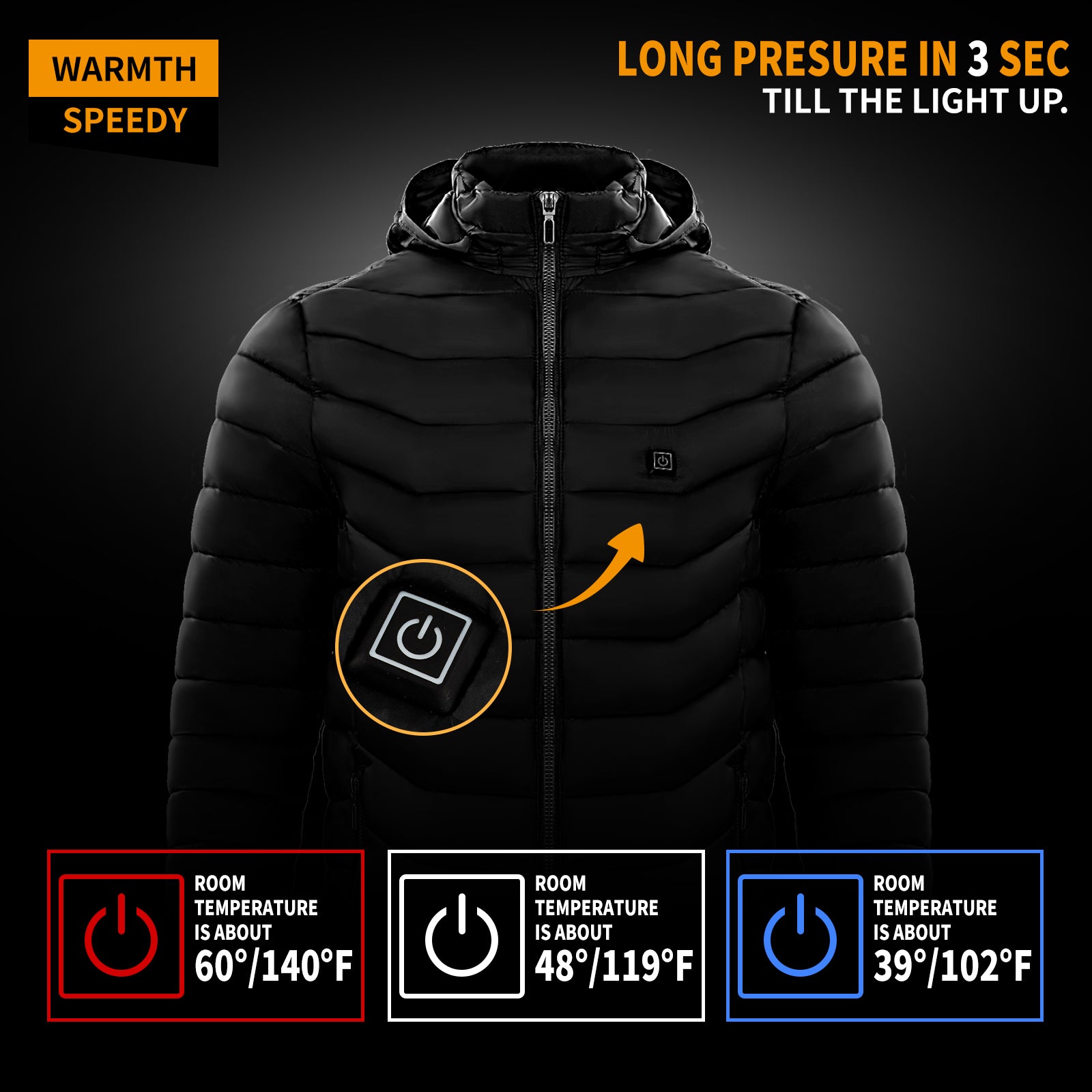 Heated Puffer Jacket for Men Stay Warm Outdoors - UrSuperMart