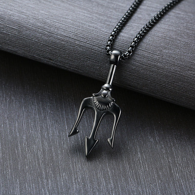 Trident Pendant Necklace - Durable Steel Style for Men