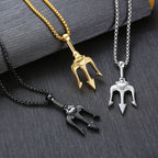 Trident Pendant Necklace - Durable Steel Style for Men