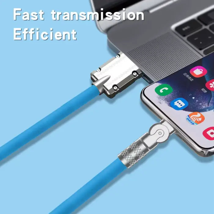 120w 6a usb c fast charging cable connected to laptop and phone demonstrating efficient fast data transmission with strong alloy connector.