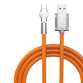 120w 6a usb c fast charging cable in orange featuring sturdy silicone wire and alloy connectors for long-lasting fast charge performance.
