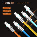 120w 6a usb c fast charging cable lineup featuring 180-degree rotatable alloy connectors and bold silicone wires in multiple colors.