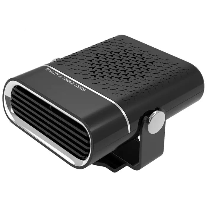 Black car heater with silver accents