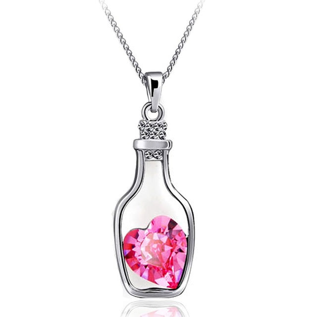 Heart Crystal Bottle Necklace Set - Trendy & Unique Gift