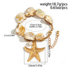 Beach Jewelry Set: Seashell & Starfish Gold Set