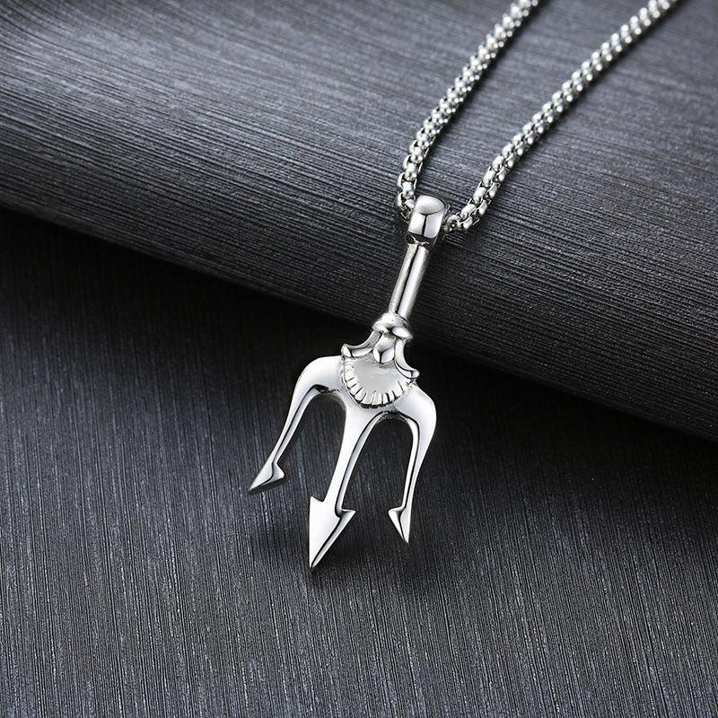 Trident Pendant Necklace - Durable Steel Style for Men