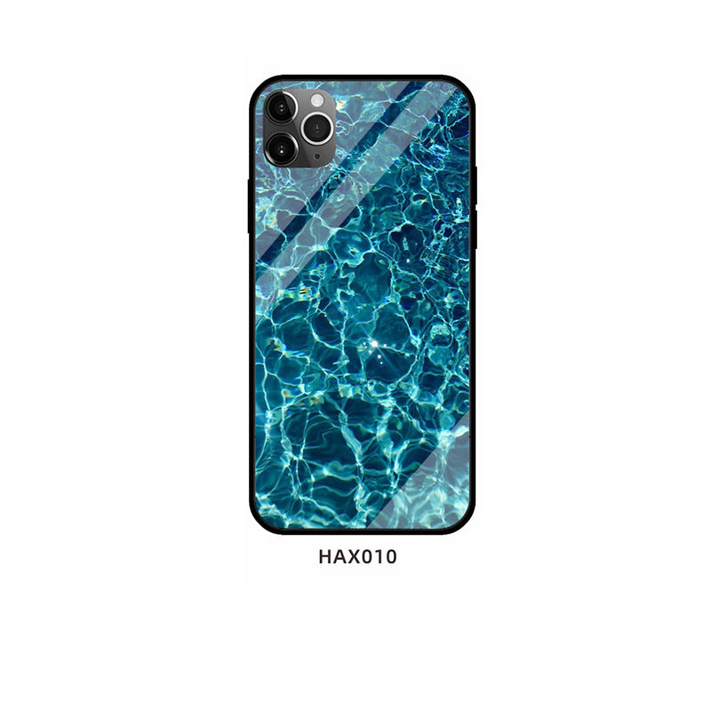 Phone Case with Ocean Wave Tempered Glass Design