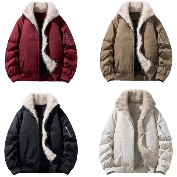 Fur Collar Bomber Jacket - Warm & Stylish Men's Coat - UrSuperMart