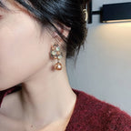 Pearl Drop Earrings Gold - Elegant Dangle Studs for Women