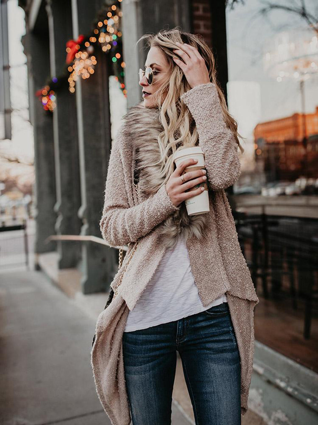 Fuzzy Fur Cardigan: Cozy Faux Fur & Waterfall Hem - UrSuperMart