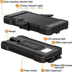 Portable Solar Power Bank with LED Flashlight for Camping & Hiking