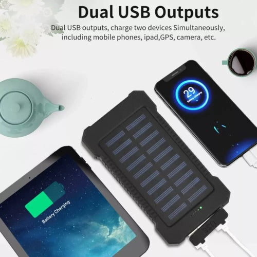 Portable Solar Power Bank with LED Flashlight for Camping & Hiking