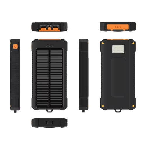 Portable Solar Power Bank with LED Flashlight for Camping & Hiking