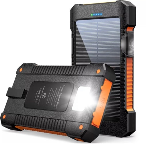 Portable Solar Power Bank with LED Flashlight for Camping & Hiking
