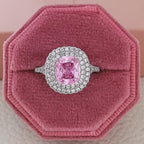 Pink Cubic Zirconia Ring - Square Cut Sparkle