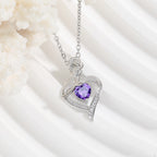 Rose Heart Necklace - Elegant Silver Gemstone Pendant