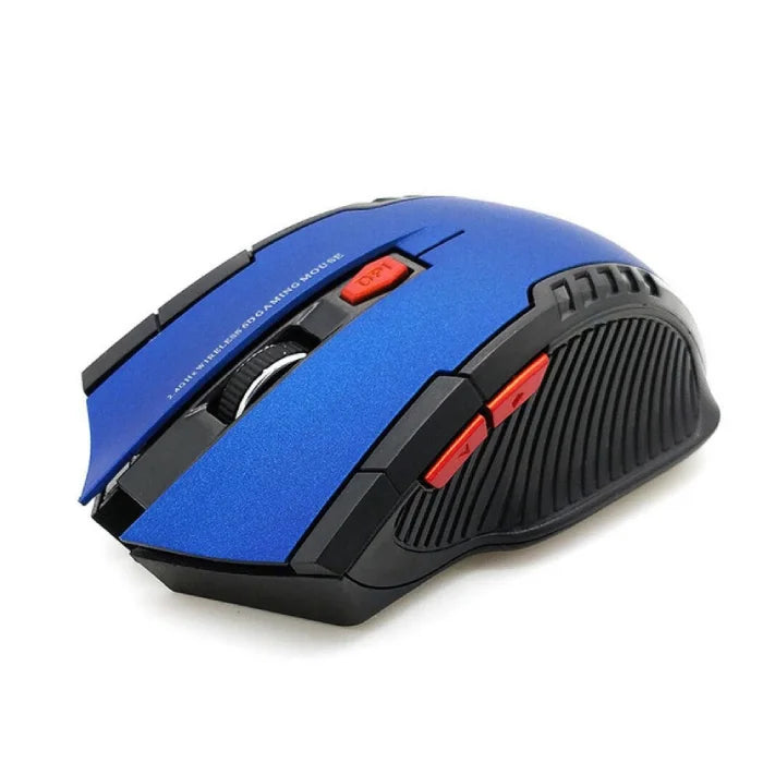 blue 2.4g wireless mouse with red buttons