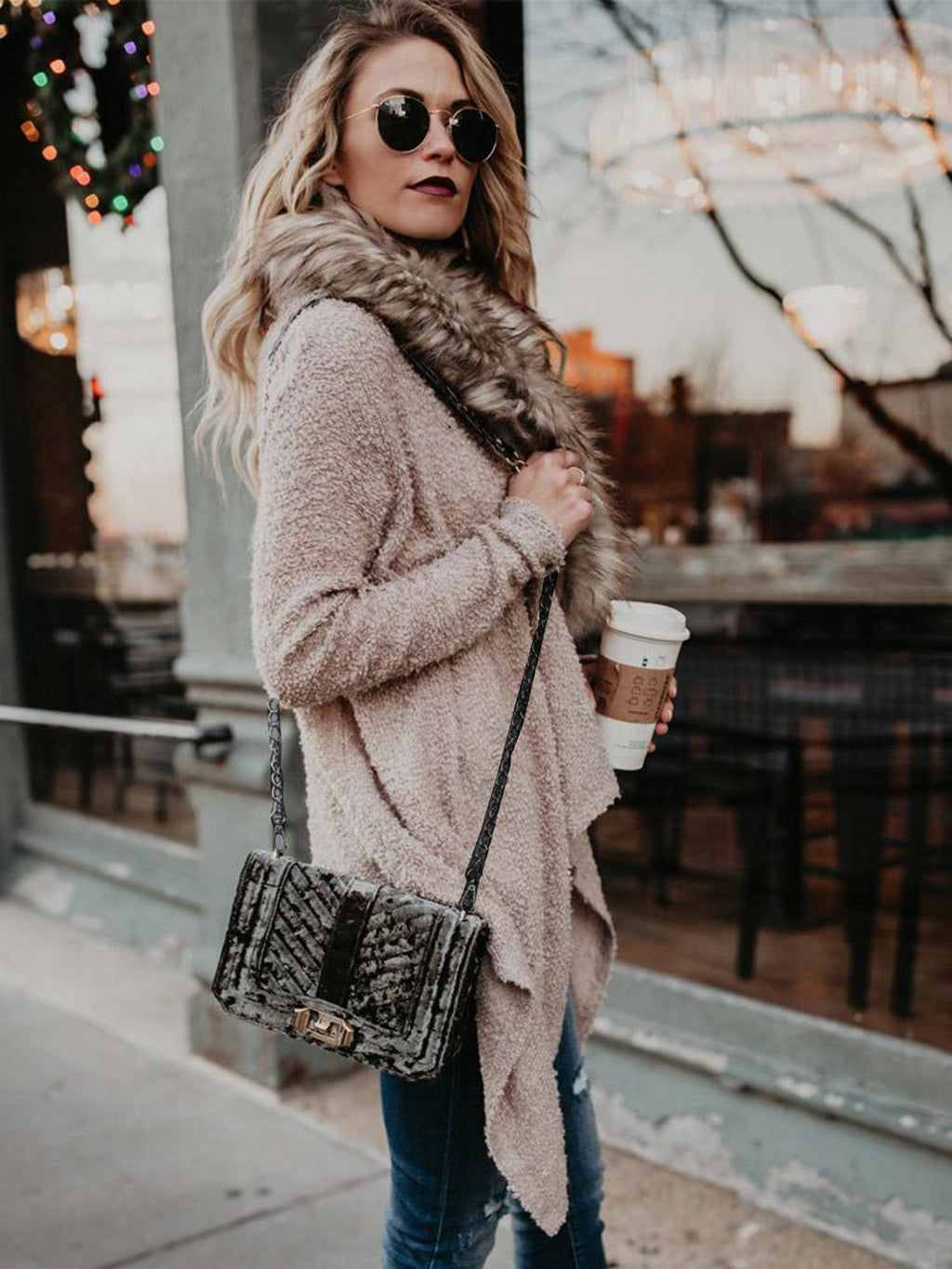 Fuzzy Fur Cardigan: Cozy Faux Fur & Waterfall Hem - UrSuperMart