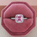 Pink Cubic Zirconia Ring - Square Cut Sparkle