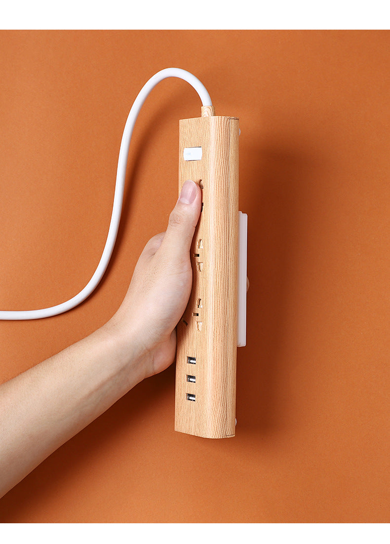 Wall Mounted Power Strip with USB & Organizer Holders