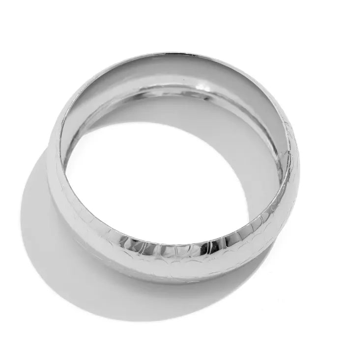 Silver ring on a white background