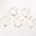 Gold Crystal Bracelet Set - 5 Sparkly Charm Bracelets