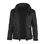 Men's Jacket Winter Highneck Warm Fur Liner Lapel Leather Zipper - UrSuperMart