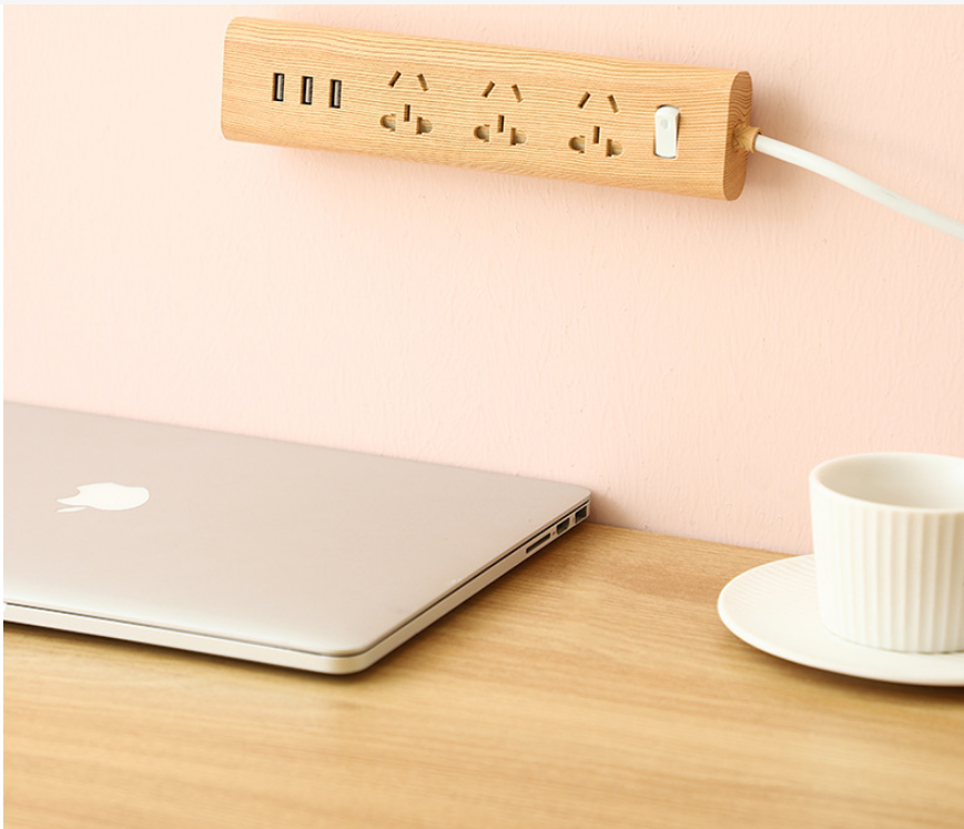 Wall Mounted Power Strip with USB & Organizer Holders