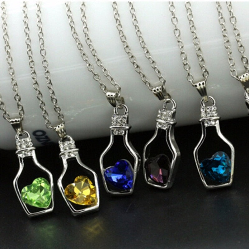 Heart Crystal Bottle Necklace Set - Trendy & Unique Gift